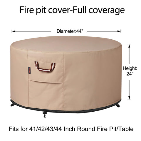 QH.HOME round fire pit cover fully covers outdoor pit against weather