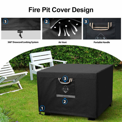 QH.HOME square fire pit cover 32-inch protection against dust and debris