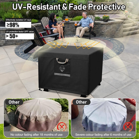 QH.HOME square fire pit cover vented design with drawstring for snug fit