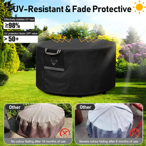 QH.HOME waterproof vinyl coating keeps the fire pit dry after rain