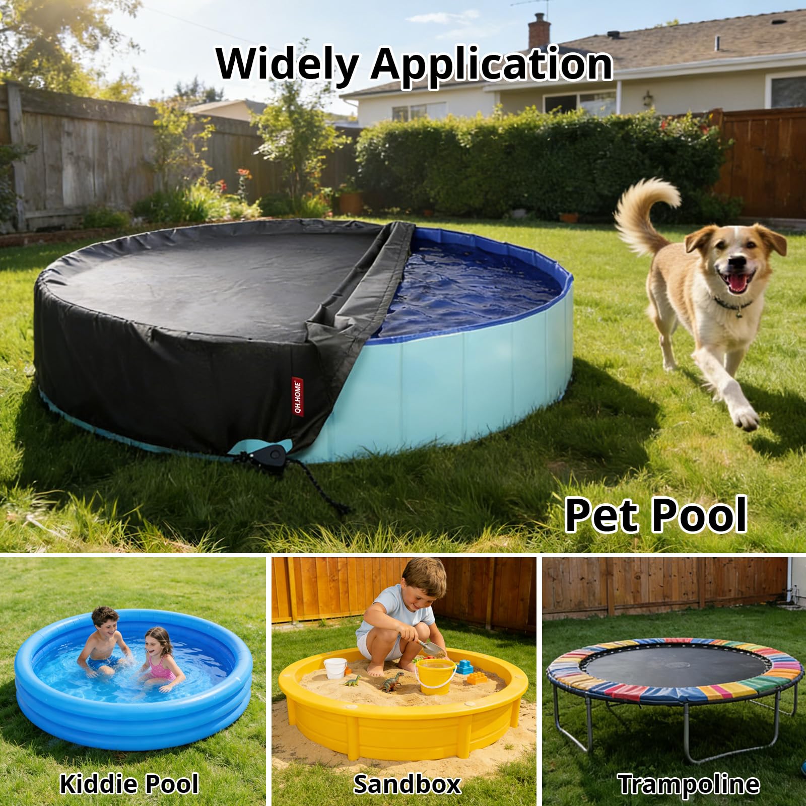 QH.HOME heavy-duty windproof design for stable outdoor pool coverage.