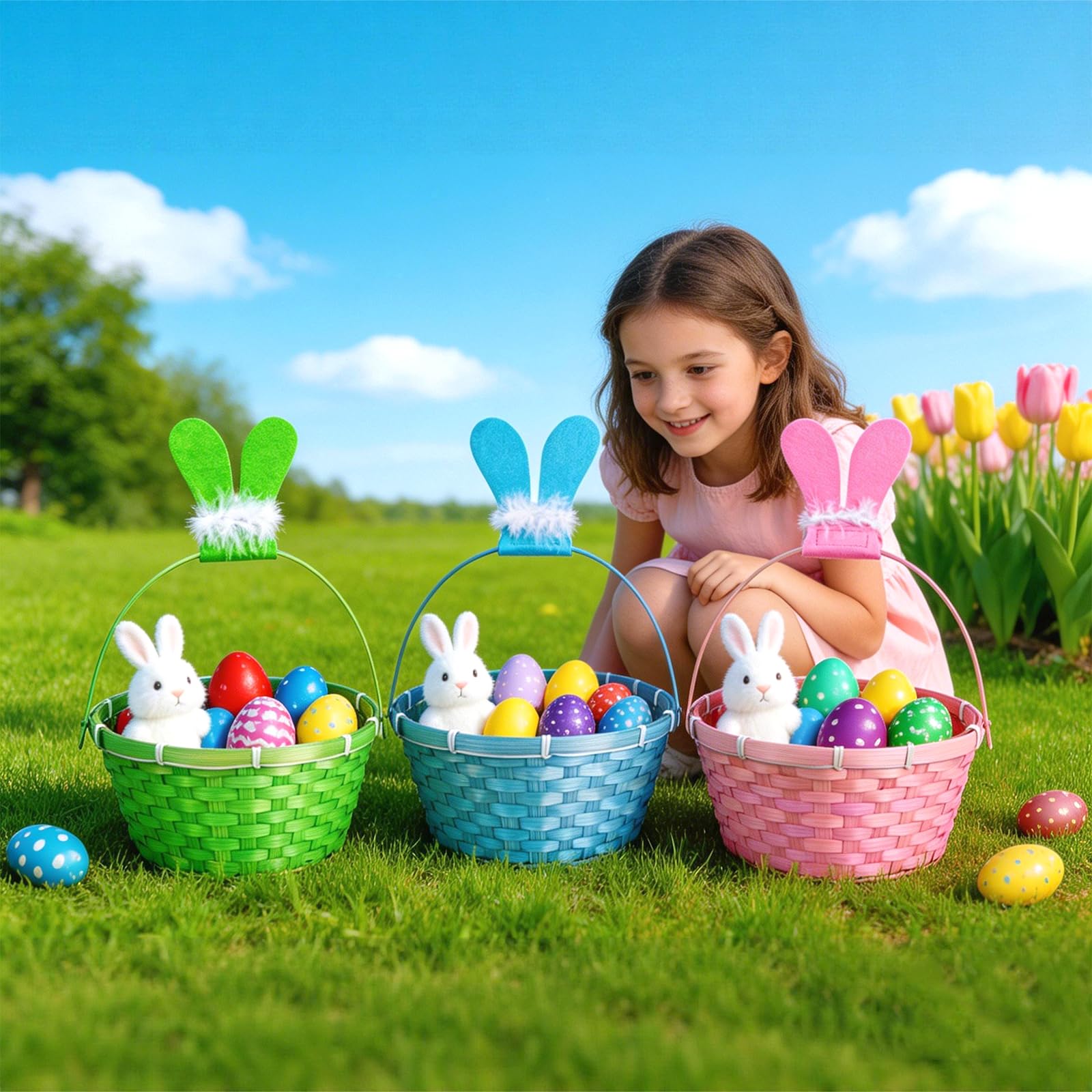 QHou lightweight durable wicker baskets for repeated Easter use