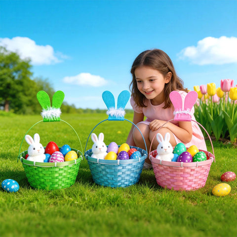 QHou lightweight durable wicker baskets for repeated Easter use