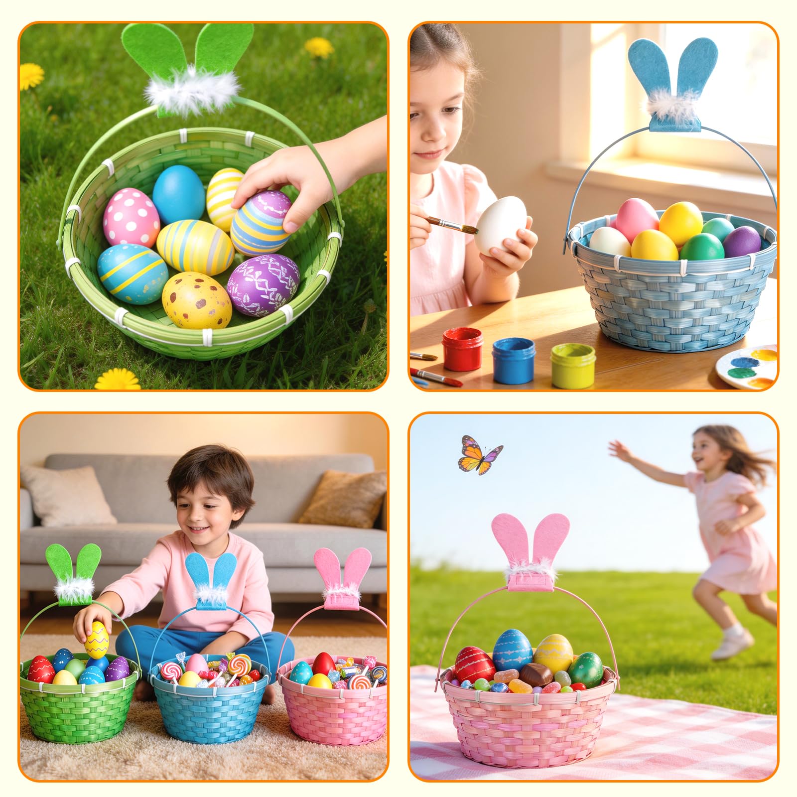 QHou bunny ears on checkered design enhances Easter baskets