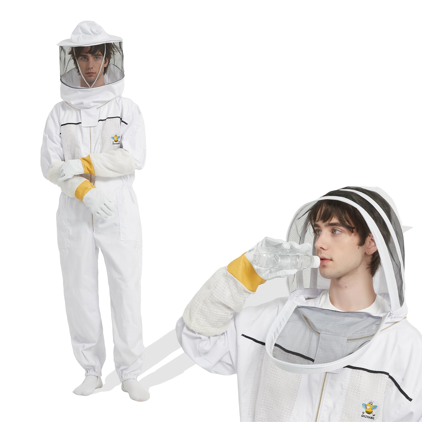 QHZHANG 3-layer beekeeping suit, lightweight and breathable for all-day apiary work.