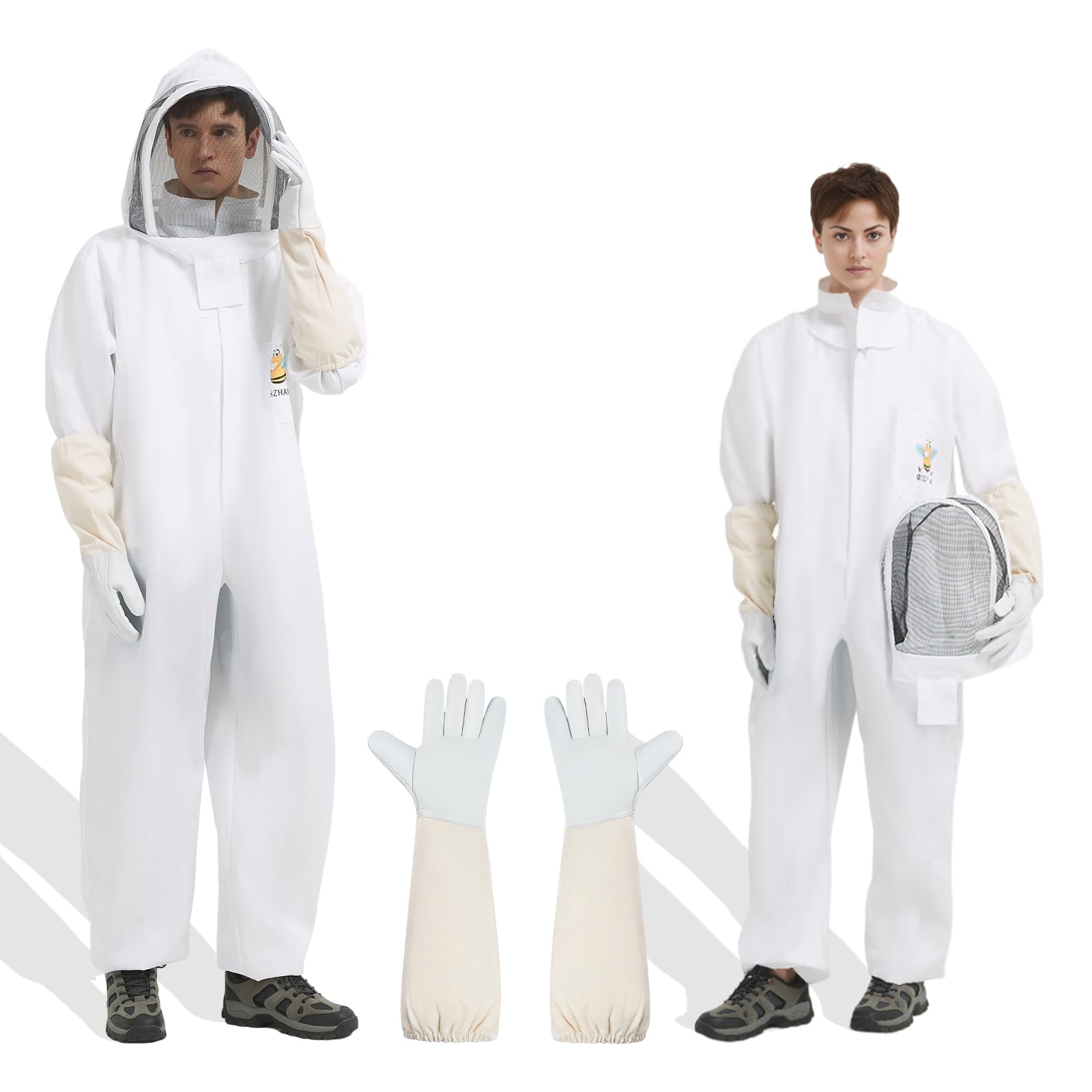QHZHANG bee suit full-body view showing sting protection for beekeeping.