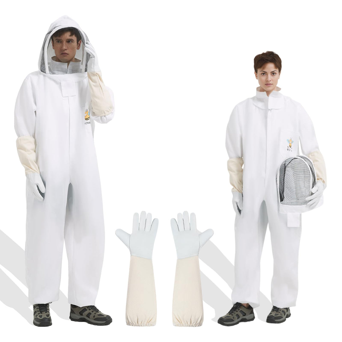 QHZHANG bee suit full-body view showing sting protection for beekeeping.