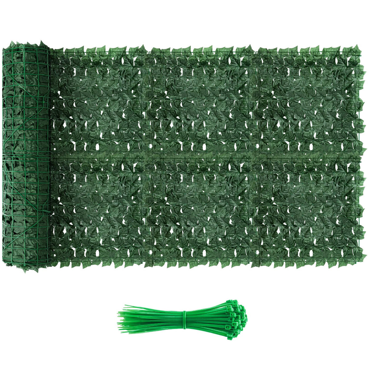 QIAOKAIYAN artificial ivy privacy fence close-up showing dense leaves for authentic privacy.