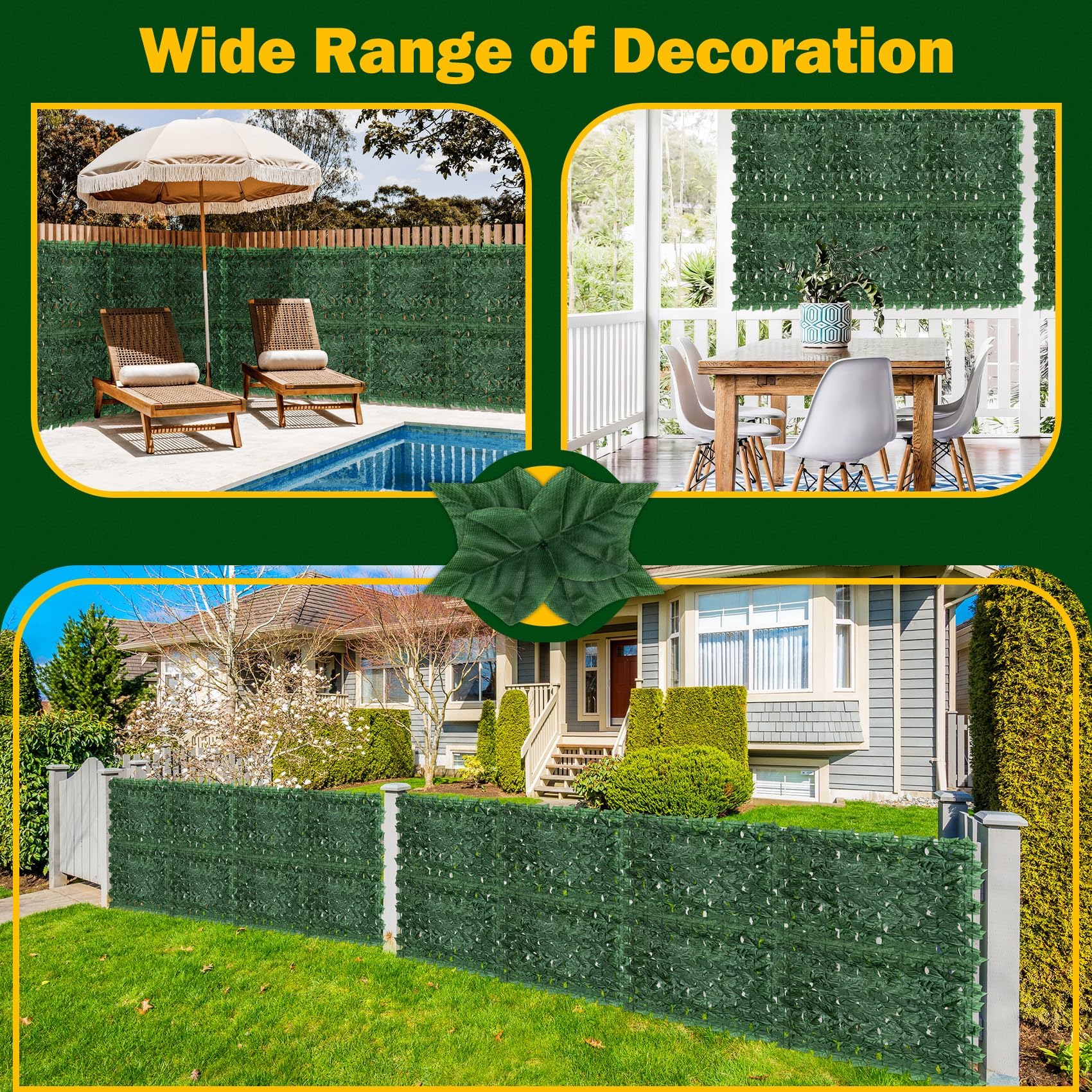 QIAOKAIYAN dense ivy screen offers year-round greenery and privacy flair.