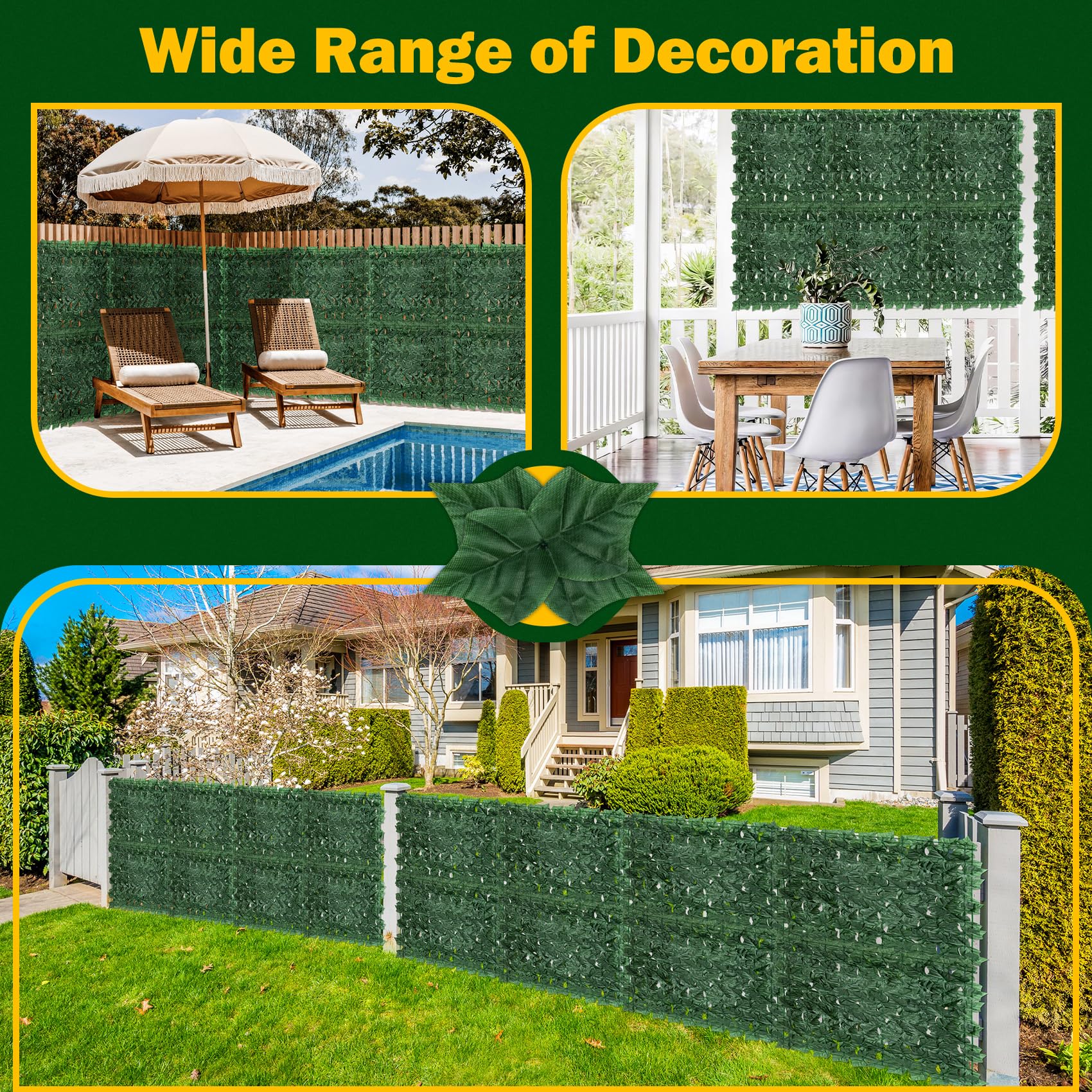 QIAOKAIYAN faux ivy fence suitable for indoor-outdoor privacy and decor.
