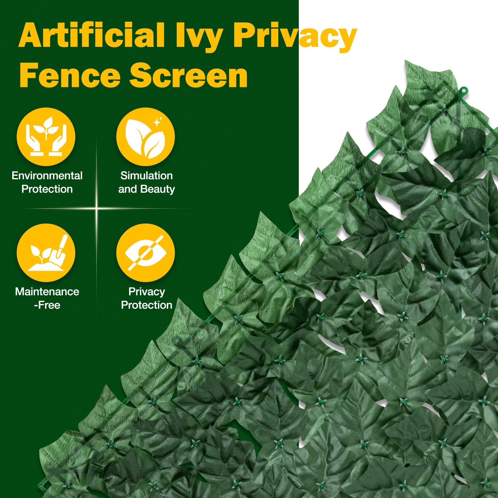 QIAOKAIYAN 120x40 inch ivy fence showcasing dense foliage for instant screening.