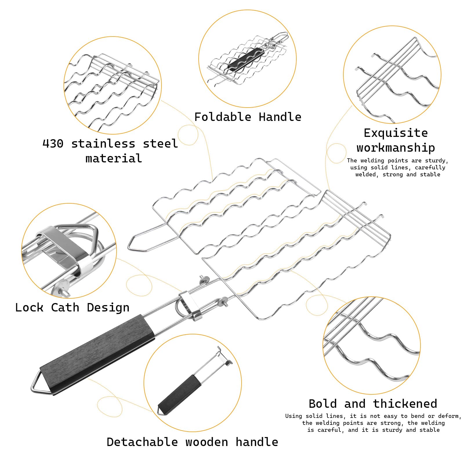 QIAN POWER grill clip design features a secure hold for easy flipping.
