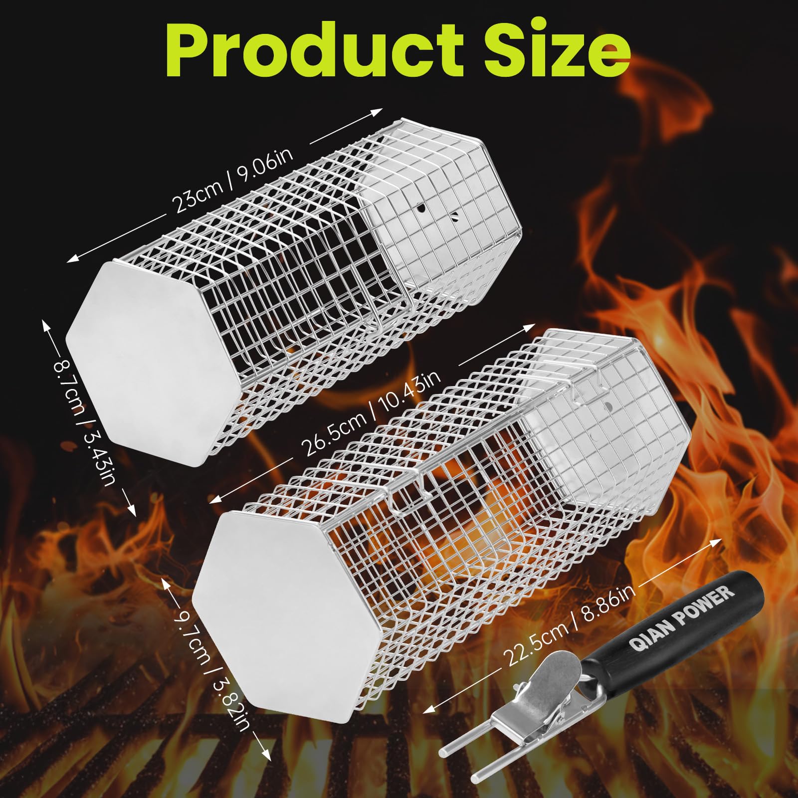 QIAN POWER 304 stainless steel construction resists rust for durability outdoors.