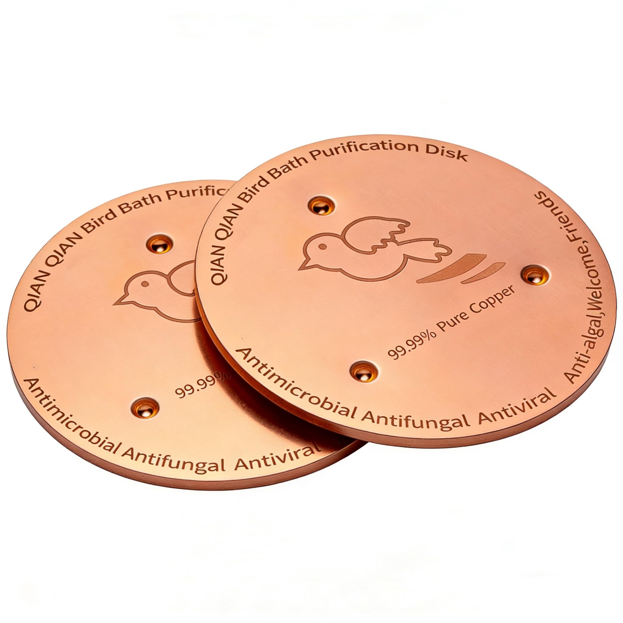 QIANQIAN bird bath copper disk in a bowl promotes cleaner water naturally