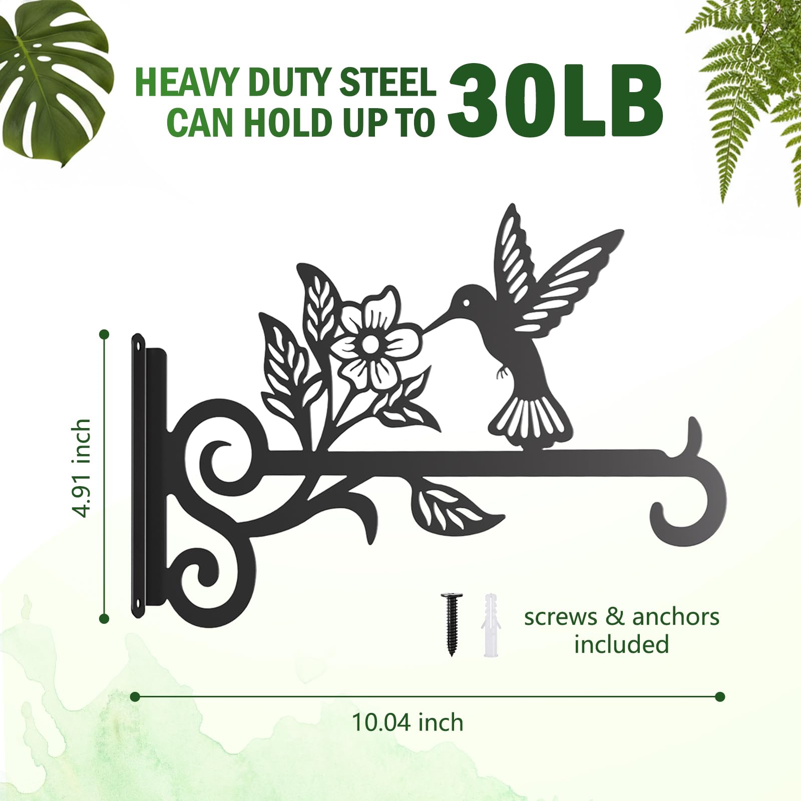 Qiaogreen hanging-basket bracket ideal for patios and balconies.