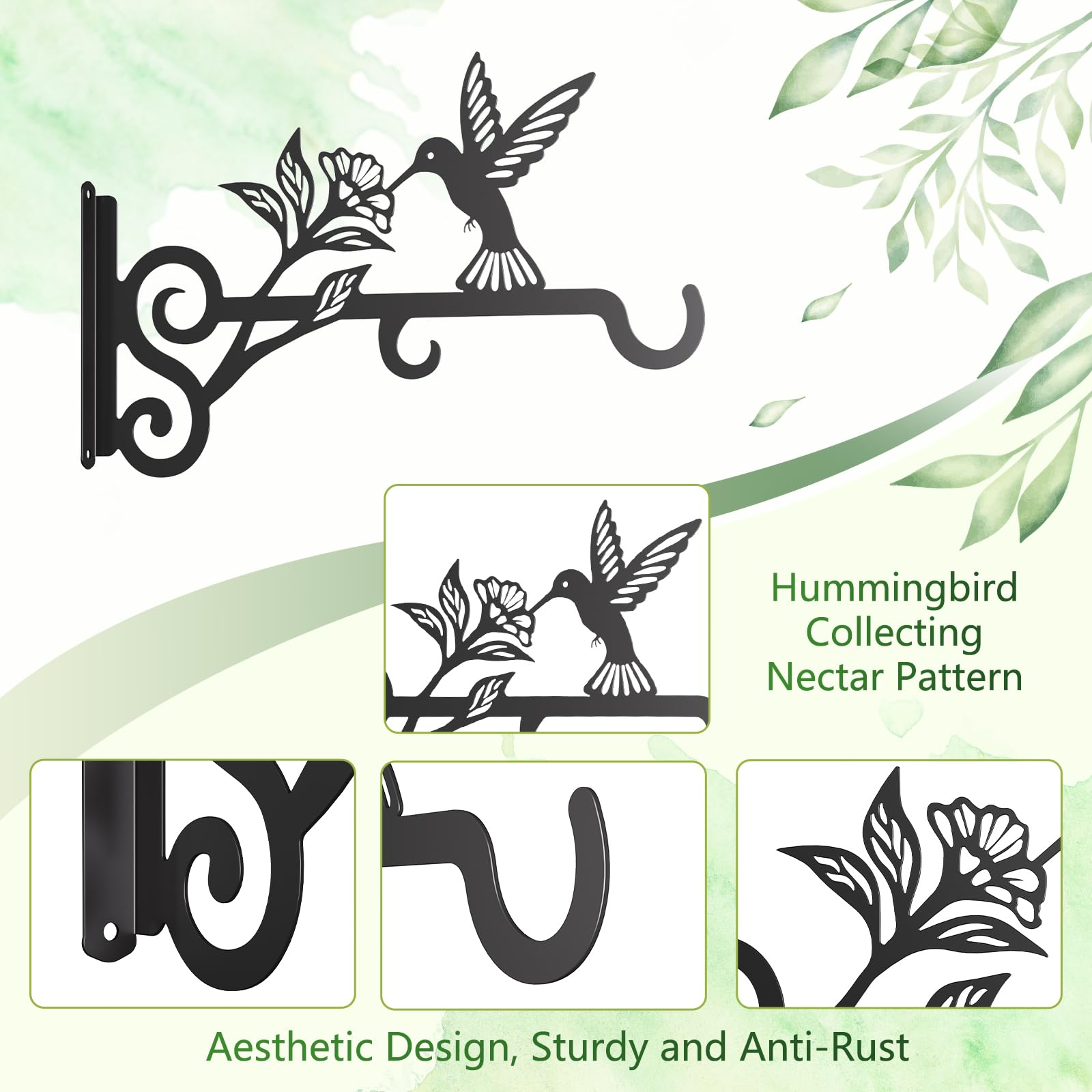 Qiaogreen versatile bracket supports wind chimes, lanterns, or bird feeders