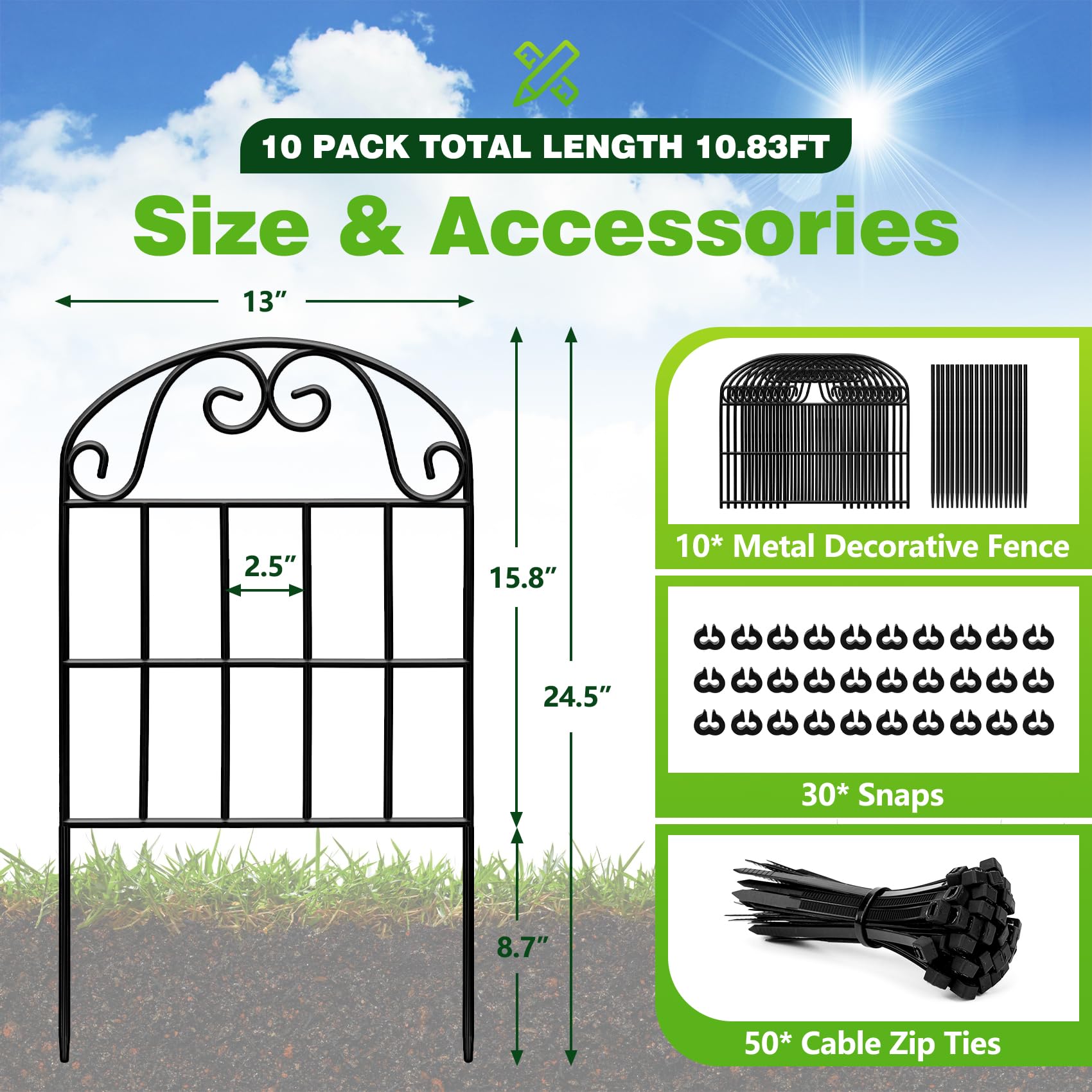 QIAOKAIYAN 10-pack tall panels arranged for flexible layouts in yards and patios.