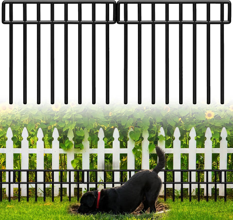 QIAOKAIYAN fence panels laid out for a long garden boundary and digging protection.