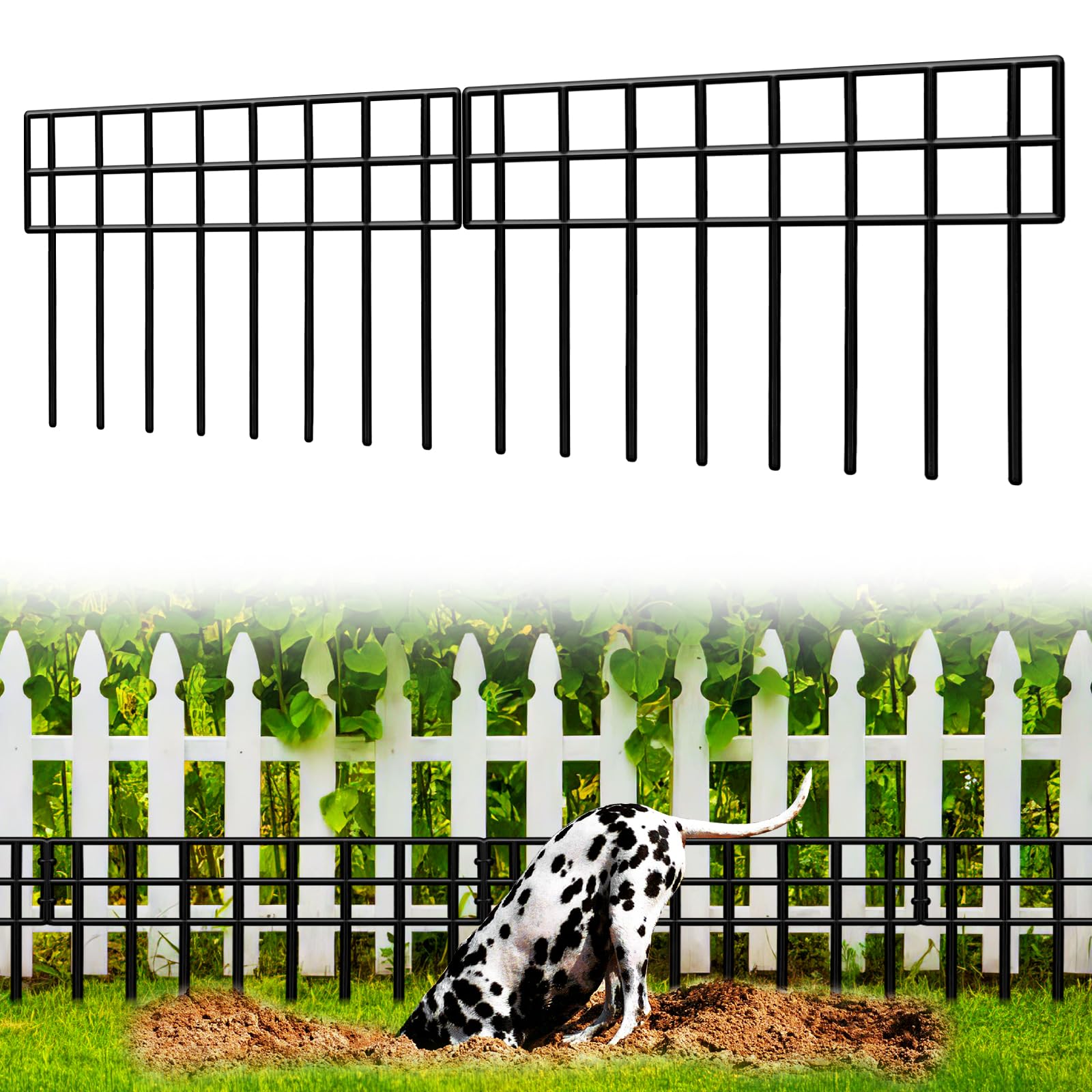 QIAOKAIYAN animal barrier fence panel front view shows sturdy black steel design for yard protection