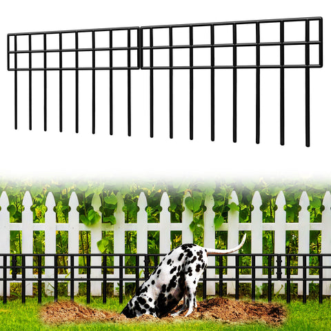 QIAOKAIYAN animal barrier fence panel front view shows sturdy black steel design for yard protection