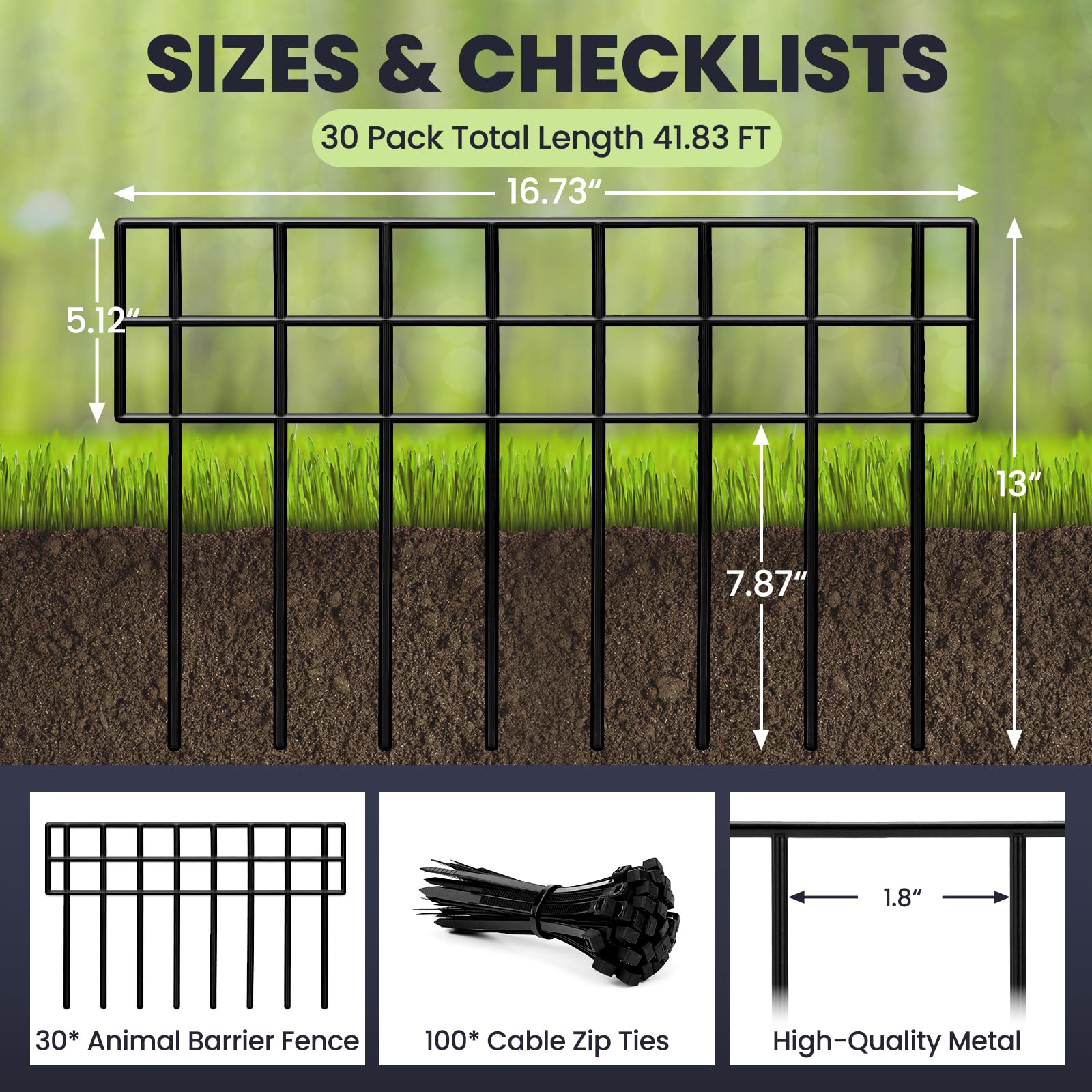 QIAOKAIYAN side view of fence panels demonstrates easy DIY assembly for durable yard barriers