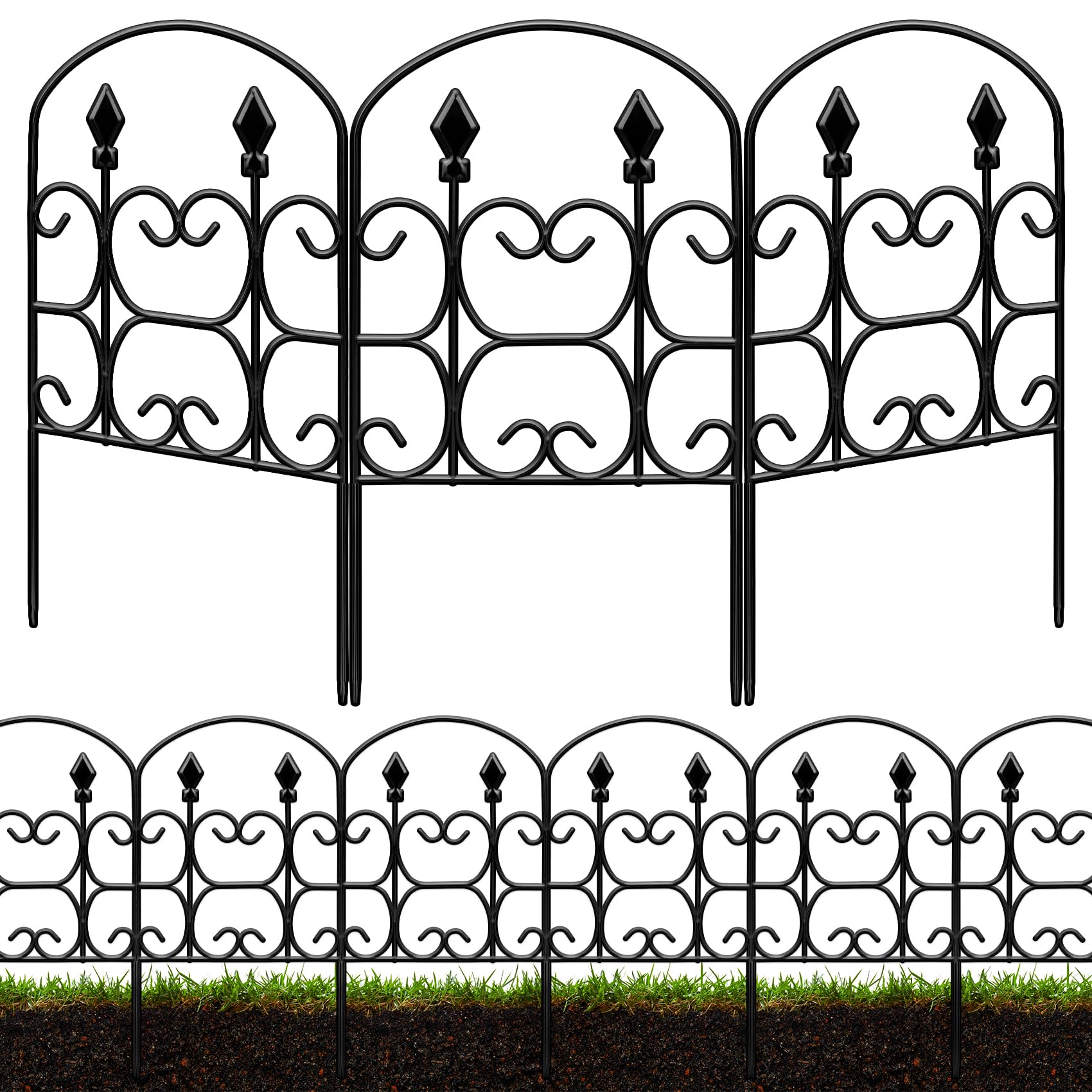 QIAOKAIYAN arch garden fence 24in enhances landscape for decorative boundary.