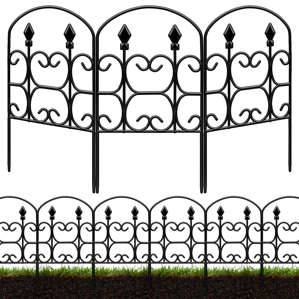 QIAOKAIYAN arch garden fence 24in enhances landscape for decorative boundary.