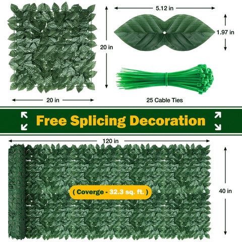 QIAOKAIYAN ivy privacy fence panel dense leaves enhances outdoor privacy without visible gaps.
