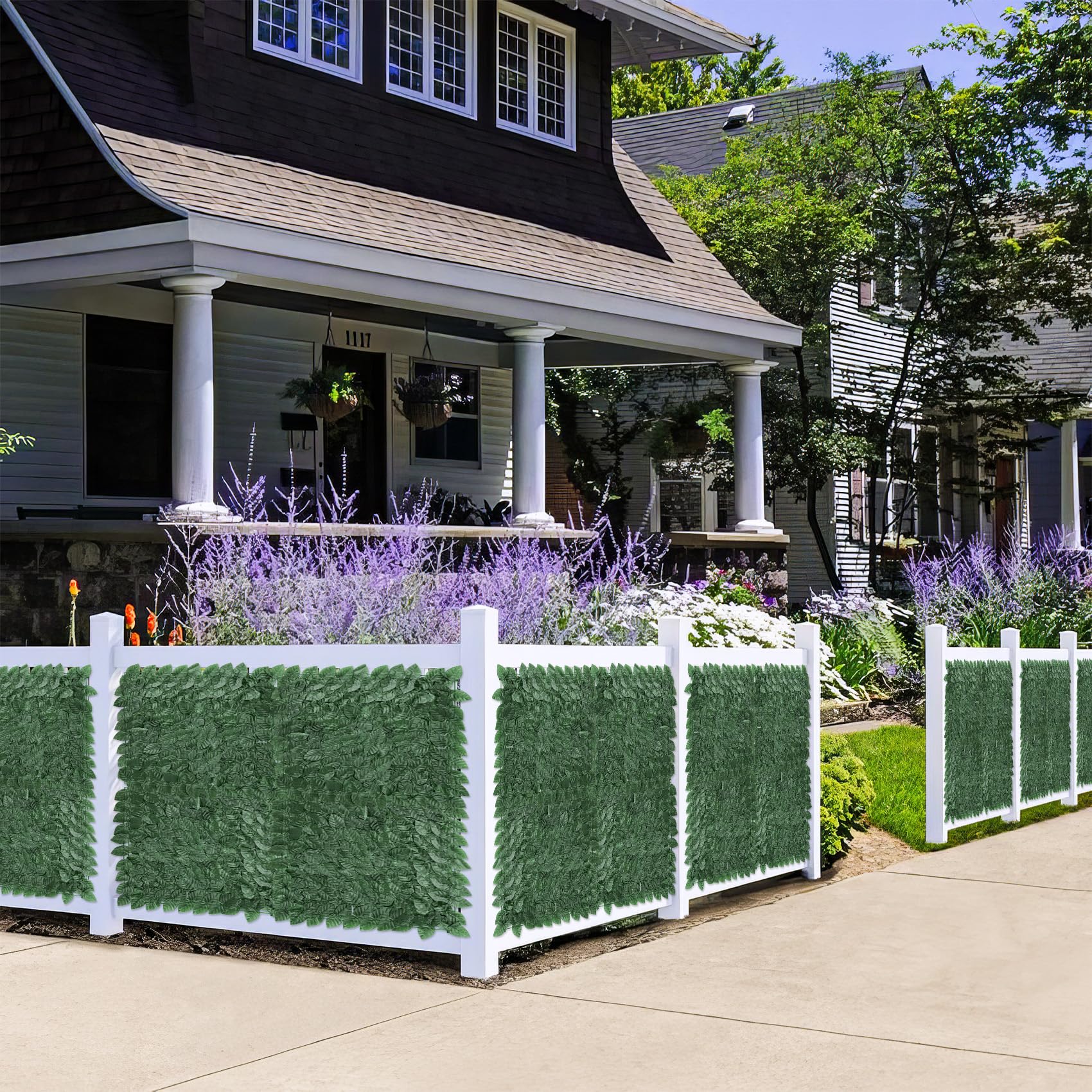 QIAOKAIYAN outdoor ivy screen showing sample installation in an outdoor space.