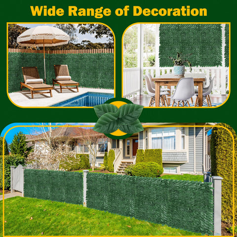 QIAOKAIYAN ivy privacy fence panel rolls up for easy storage when not in use.