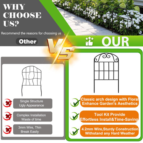 QIAOKAIYAN black gloss finish fence adds stylish, weather-resistant outdoor decor.