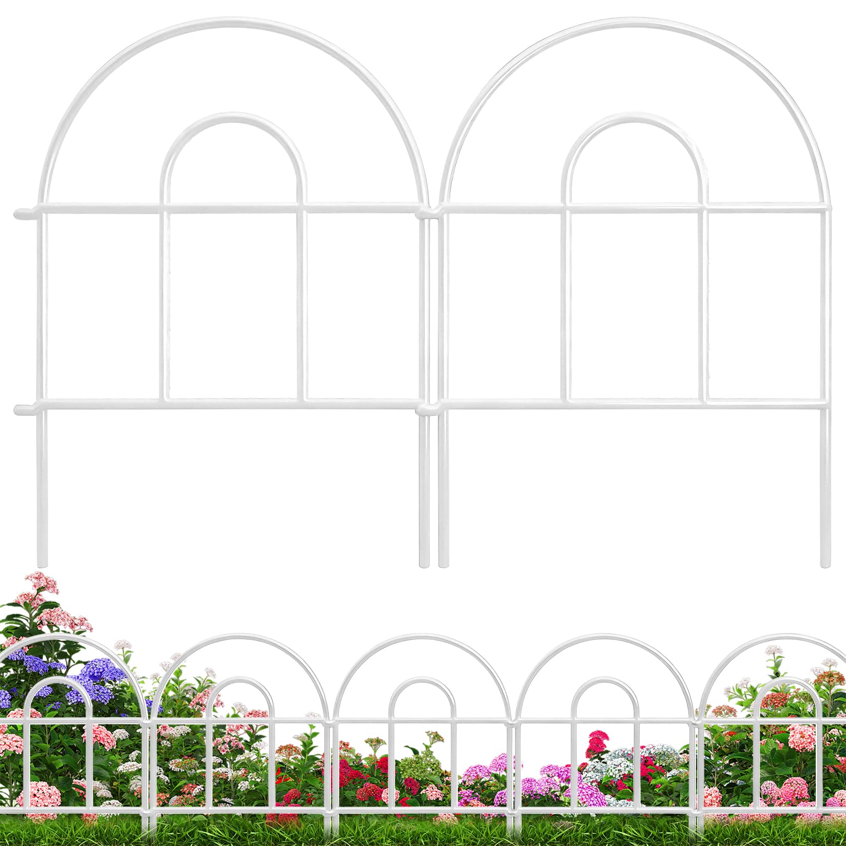 QIAOKAIYAN decorative garden fence 20-panel arch white enhances yard charm and defines space.