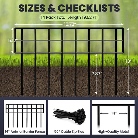 QIAOKAIYAN dig fence border with sturdy crossbar for durability