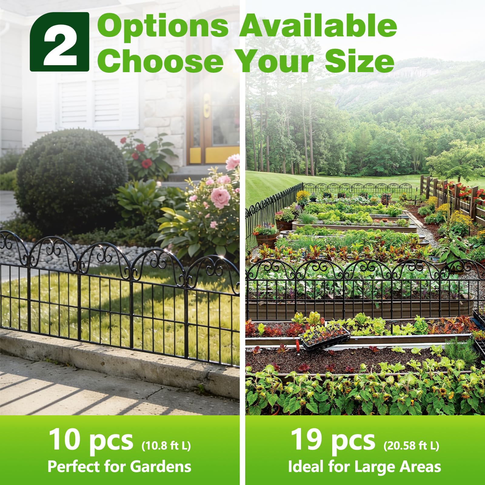 QIAOKAIYAN flower-bed edge fencing keeps pets and small critters away from plants.