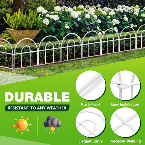 QIAOKAIYAN garden-edge fencing helps define flower beds and prevent overflow.
