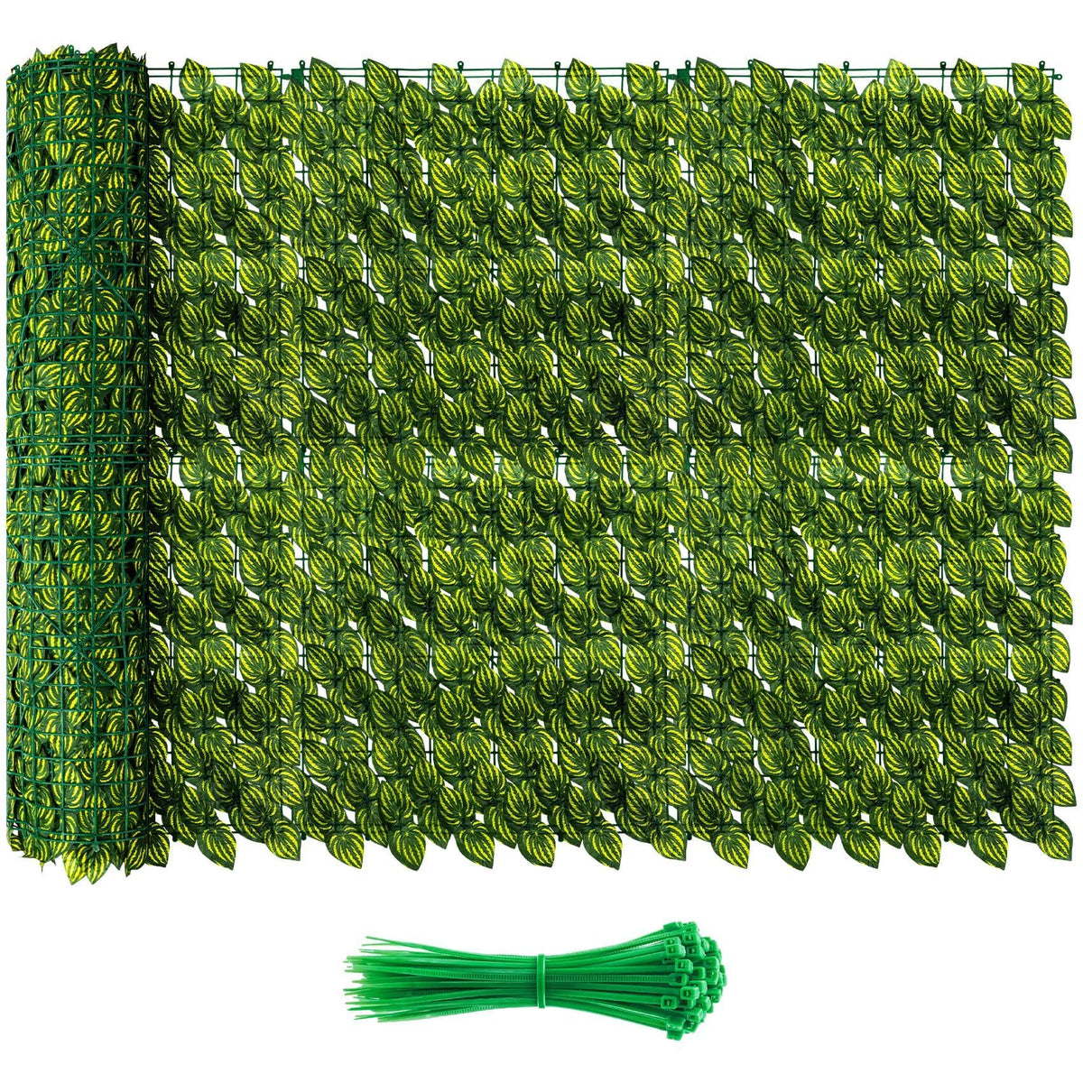 QIAOKAIYAN artificial ivy fence panel close-up with lifelike leaves for privacy.