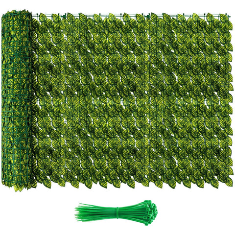 QIAOKAIYAN artificial ivy fence panel close-up with lifelike leaves for privacy.