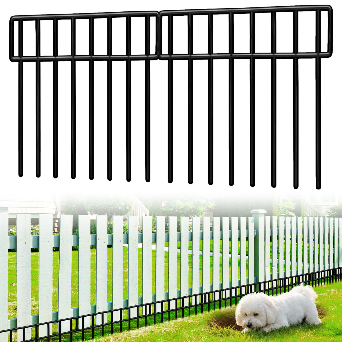 QIAOKAIYAN no dig fence panel assembly shows quick, tool-free setup for pet safety and yard organization.