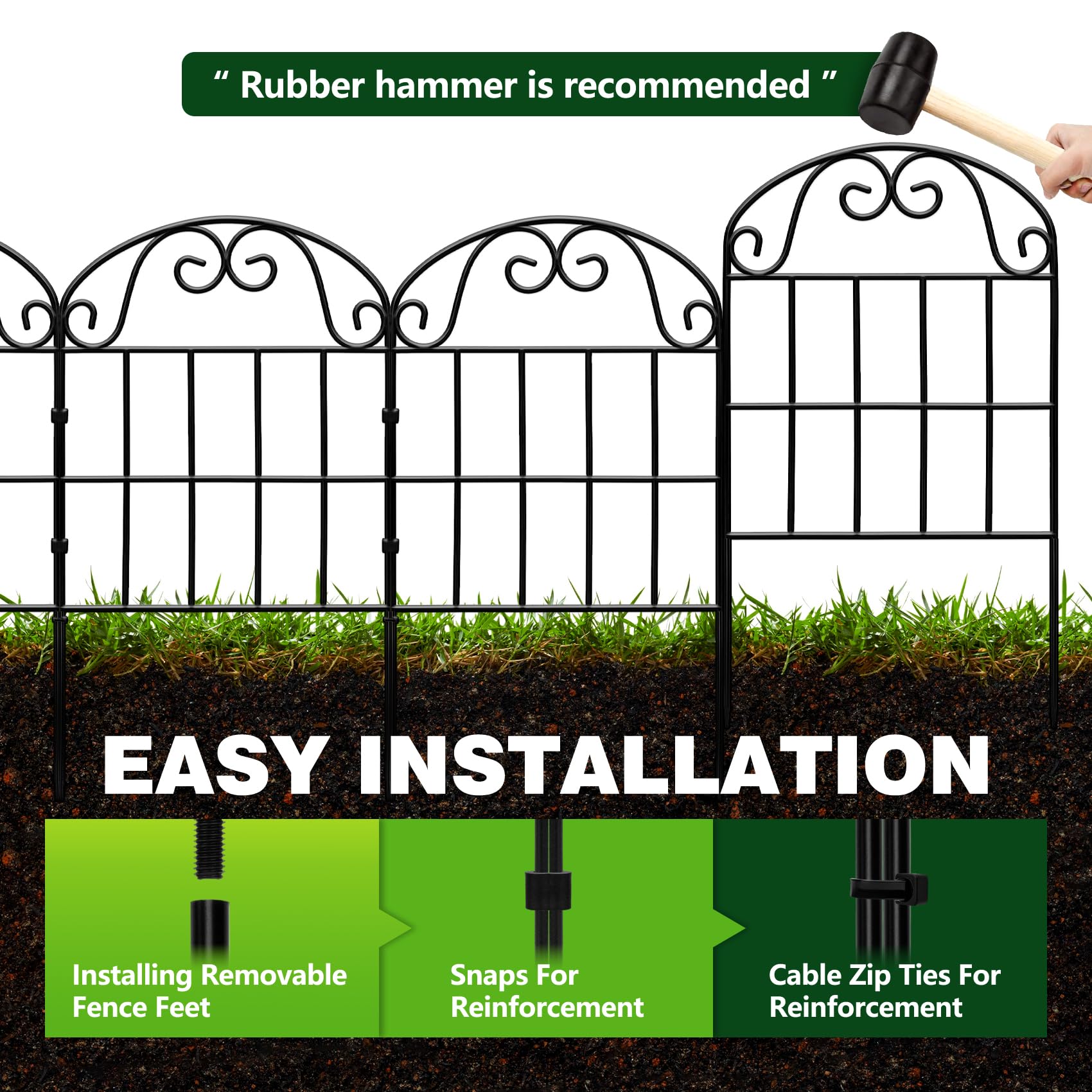 QIAOKAIYAN rust-resistant metal fence built to withstand rain and sun exposure.
