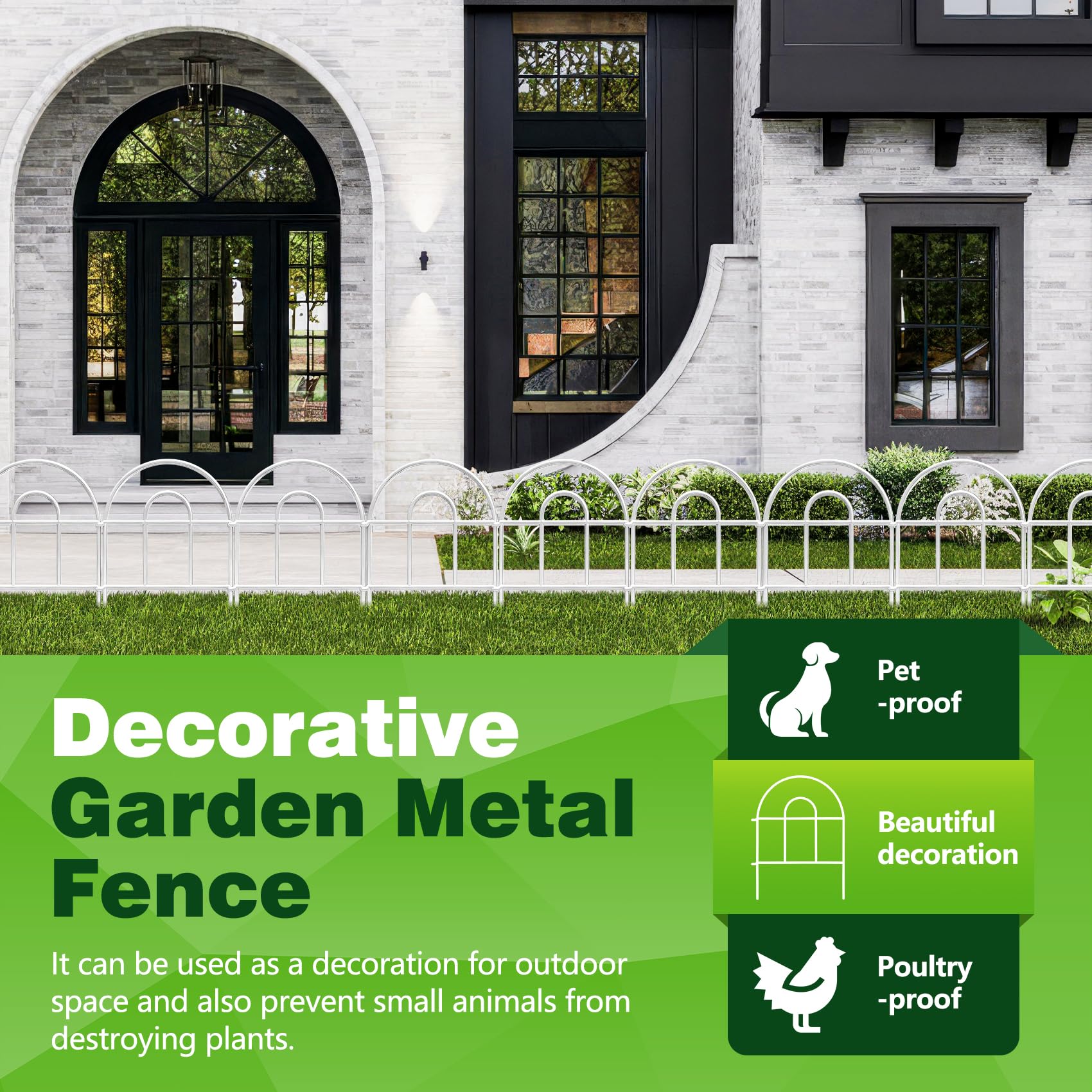 QIAOKAIYAN white border panels for versatile yard decoration and organization.