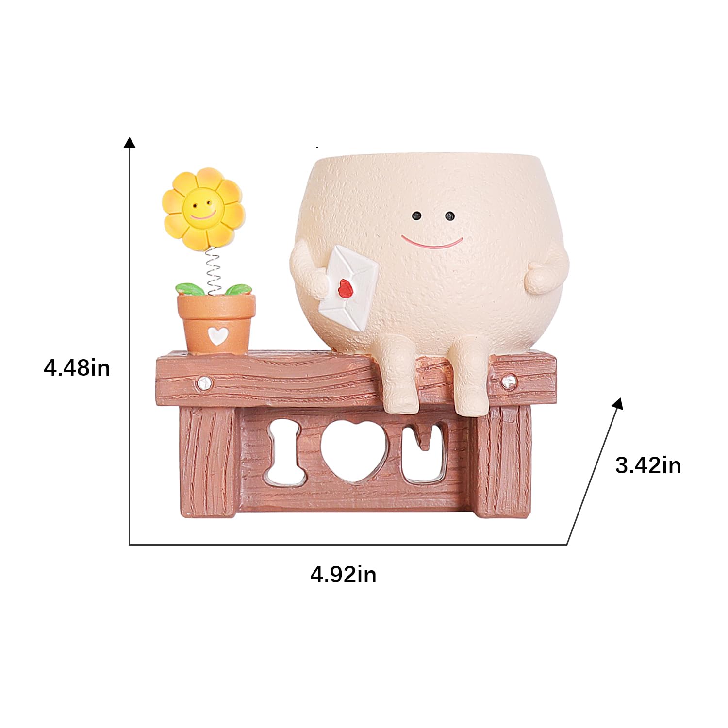 QIAOLY smiley-face planter in a garden setup for outdoor charm