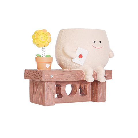 QIAOLY succulent planter compact pot for desk or windowsill
