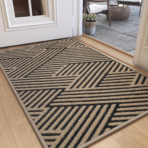 QiCaiJia door mat 31x47 low-profile traps dirt and dries feet at the door.