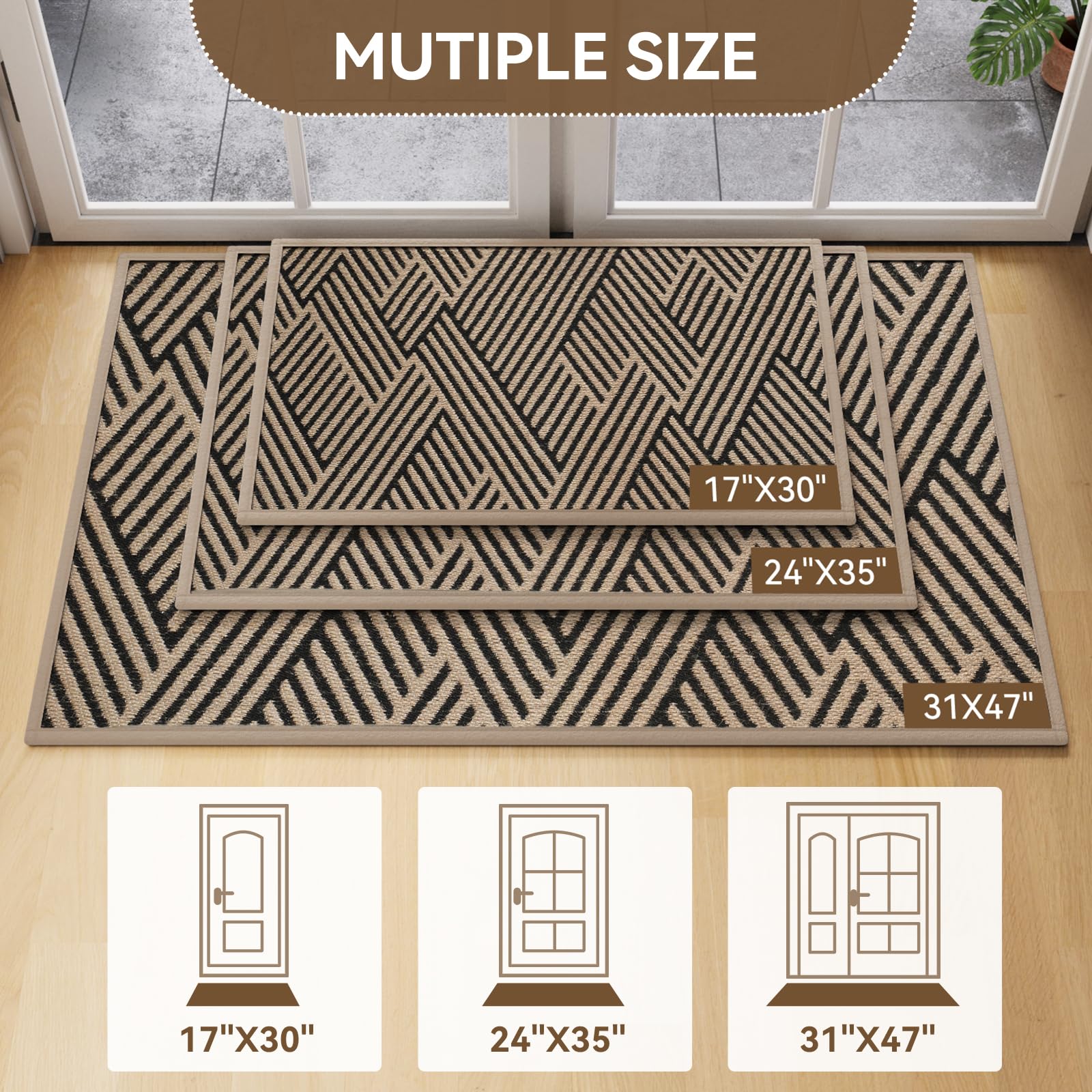 QiCaiJia door mat low-profile 0.2 inches keeps doors level and clean.