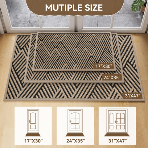 QiCaiJia door mat with non-slip rubber back keeps entryway safe and in place.