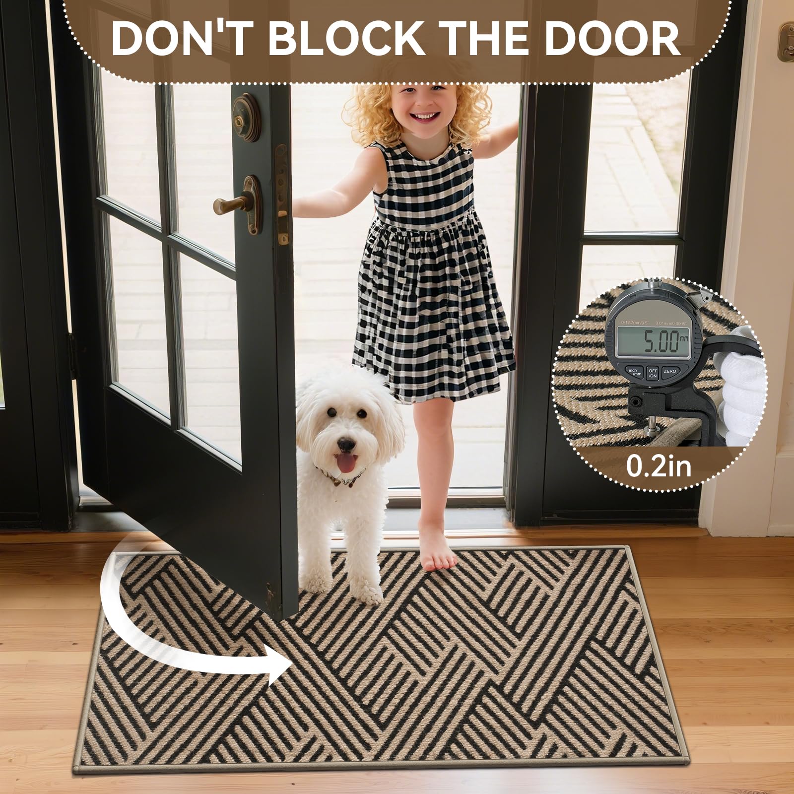 QiCaiJia indoor-outdoor mat offers moisture absorption for rainy days.