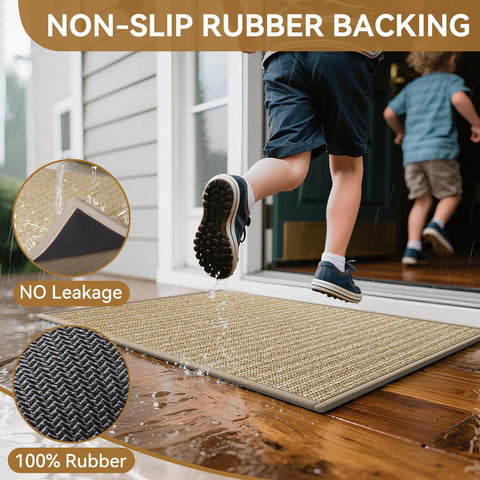 QiCaiJia durable stain-resistant mat resists wear and fading in sun or rain.