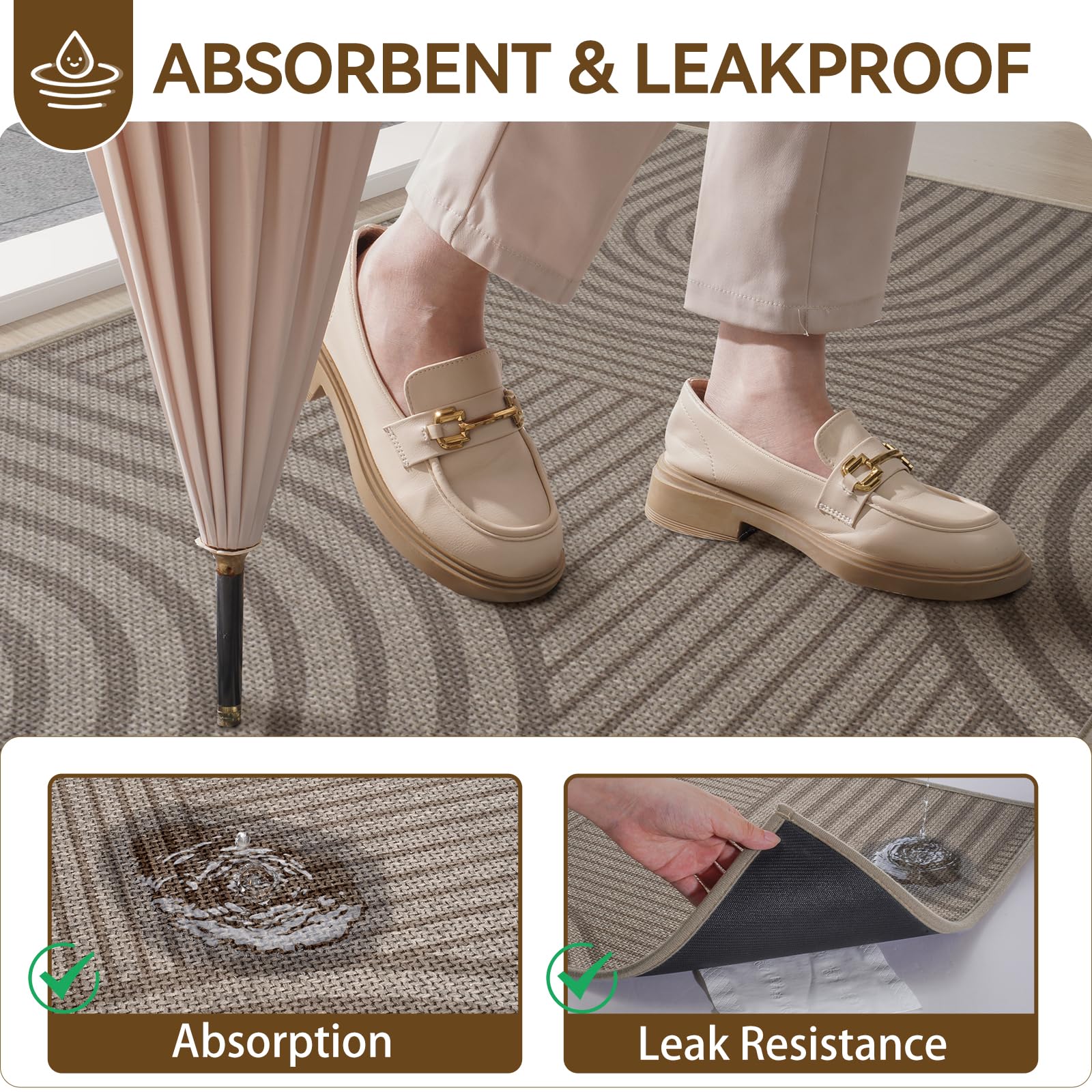 QiCaiJia mat with non-slip back prevents shifting for safer entry