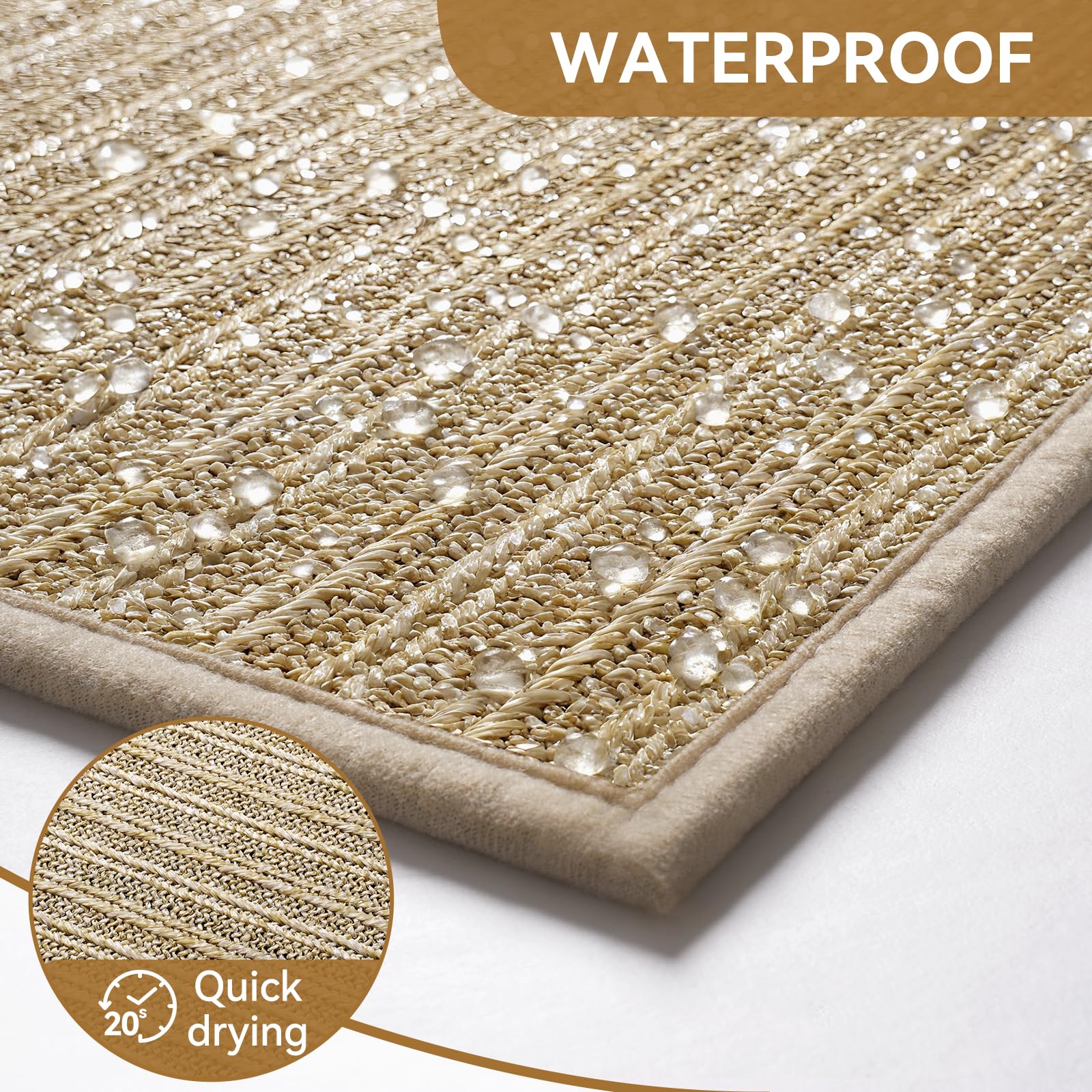 QiCaiJia non-slip rubber backing provides secure grip on tile, wood, and concrete.