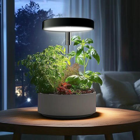 Qicodu grow light with telescopic arm adjusted to optimal height for plants